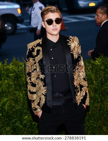 New York, NY  Monday May 04, 2015: Justin Bieber attends \'China: Through The Looking Glass\' Costume Institute Gala, held at the Metropolitan Museum of Art in New York City, New York.