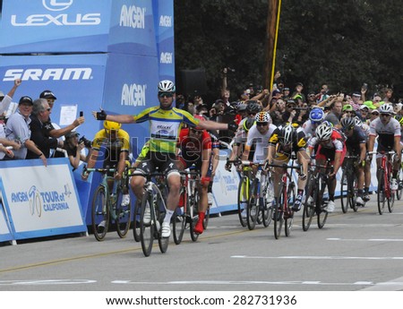 PASADENA - MAY 17:  Mark Cavendish wins the final stage of the Amgen Tour of California on May 17, 2015 in Pasadena, California.