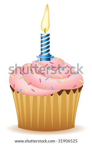birthday cupcakes cartoon. Cupcake With Candle Vector
