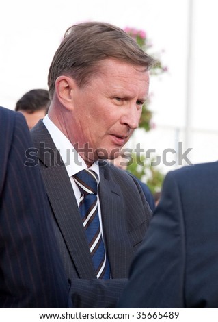 MOSCOW - AUGUST,18: Deputy Chairman of the Government of the Russian Federation Sergey Ivanov at the International Aviation and Space salon MAKS August 18, 2009 in Zhukovsky, Russia.