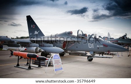 MOSCOW, RUSSIA, AUGUST,19: Fighter Yak-130 at the International Aviation and Space salon MAKS,  August,19, 2009 at Zhukovsky, Russia