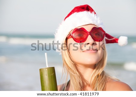 Woman On The Funny Sunglasses. Christmas Collection