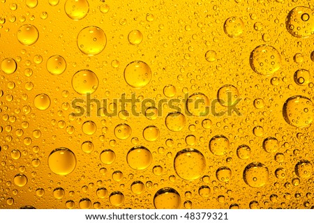 Golden yellow water drops. Nature collection.