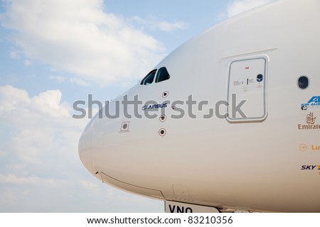 MOSCOW, RUSSIA, AUGUST,16: AIRBUS A380 at the International Aviation and Space salon MAKS. August,16, 2011 at Zhukovsky, Russia