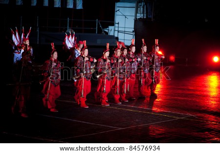 MOSCOW, RUSSIA - SEPTEMBER 3: China military orchestra. International Military Music Festival \