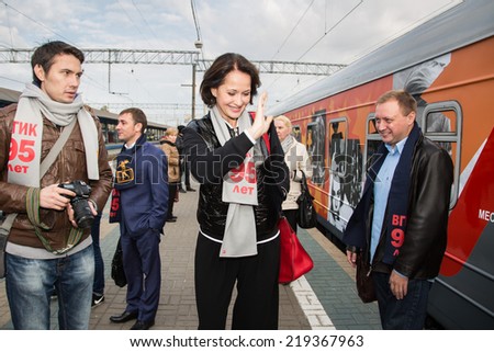 MOSCOW, RUSSIA, SEPTEMBER, 23: Train VGIK 95 (Gerasimov Institute of Cinematography) Tour. September, 23, 2014 at Yaroslavsky railway station in Moscow, Russia