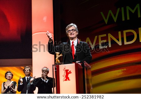 BERLIN, GERMANY - FEBRUARY 12: Wim Wenders receives the Honorary Golden Bear. 65th Berlin International Film Festival at Berlinale Palace on February 12, 2015 in Berlin, Germany