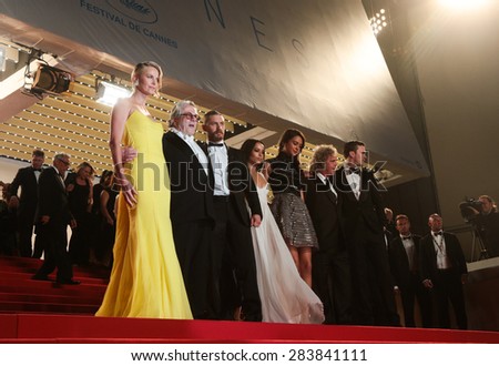Charlize Theron, Tom Hardy and film team attend the 'Mad Max: Fury Road' premiere during the 68th annual Cannes Film Festival on May 14, 2015 in Cannes, France.