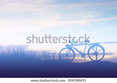 beautiful silhouette of bicycle soft tone