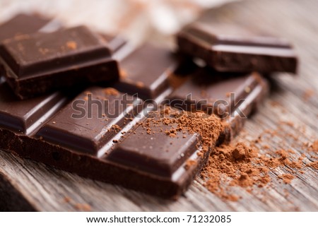 Chopped chocolate with cocoa