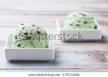 Mint Ice Cream With Chocolate Chips