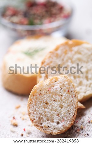 Fresh homemade bread seasoned with pepper