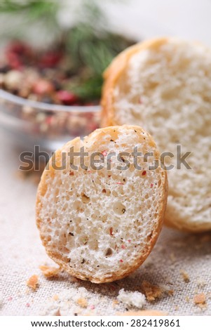Fresh homemade bread seasoned with pepper