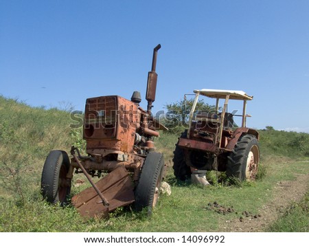 Old rusty russian tractor, in a cuban farm