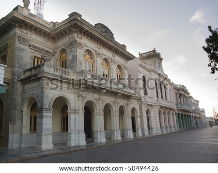 Classical architecture surrounding the Central Park of Santa Clara, Cuba (II)