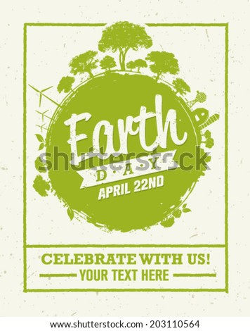 Earth Day Eco Green Vector Poster Design. Organic Circle Concept on Paper Background