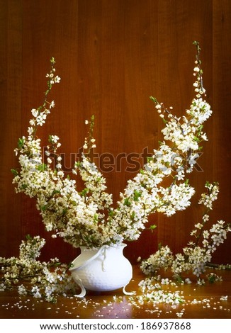 Bouquet of blooming fruit tree branches