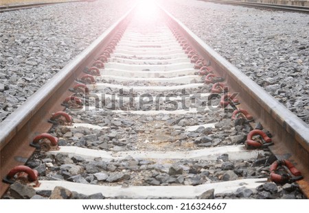 Long Railway for train with sun light
