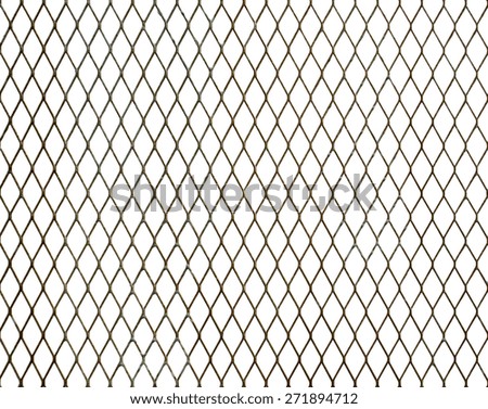 old rusty iron net in white background