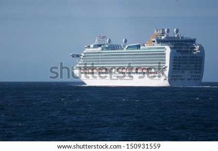 Luxury cruise ship sailing in open water