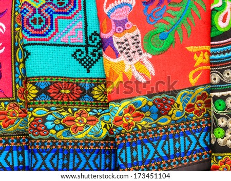 Pattern of Local Colorful Clothes, Luangprabang Laos