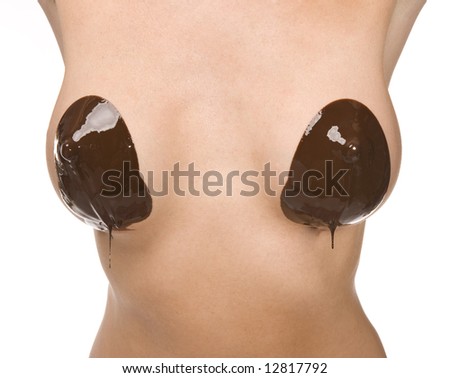 stock photo front view of two perfect female breast with erect nipples