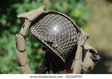 An old US Army helmet
