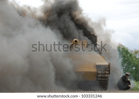 KIEV, UKRAINE -MAY 13:Red Star history club.German tank (replica) during historical reenactment of WWII, may 13, 2012 in Kiev, Ukraine