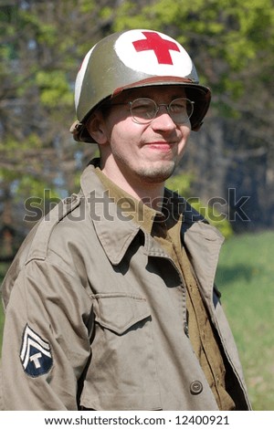 American soldier . WW2 reenacting