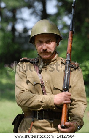 Soviet military uniform at WW2 time. Memory day of War begining. 21 june 2008 near Kiev