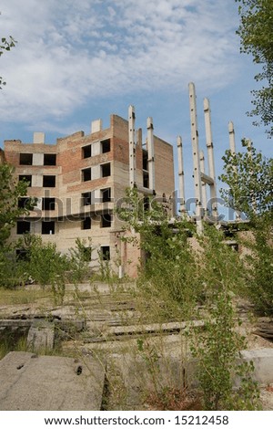 Lost city. Near Chernobyl area. Modern ruins. Ukraine. Kiev region