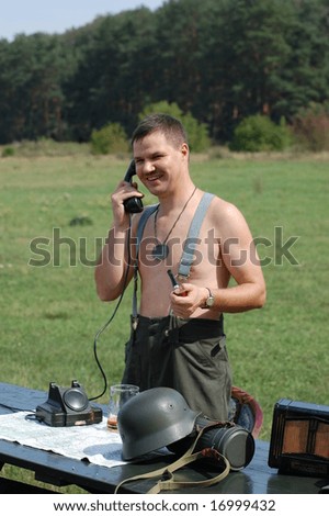 soldier on phone