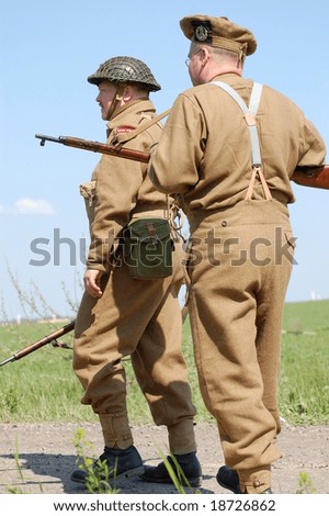 KIEV ,UKRAINE. May 9 , 2008. Military history club  Red Star. Historical military reenacting.  War in Germany in may 1945. Person in Scottish regiment uniform.