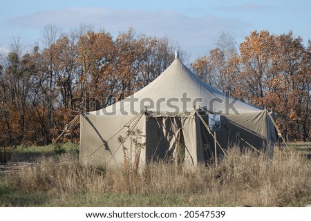 Soviet military tent.Historical reenacting of WW2. Kiev,Ukraine