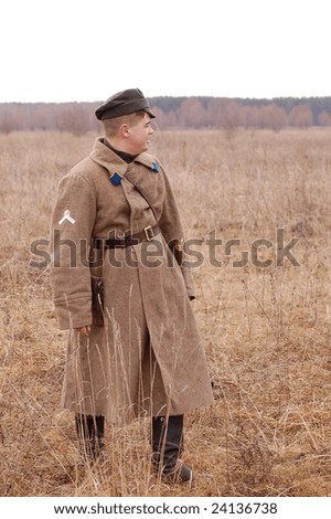 Russian uniform 1918. Civil War Historical military reenacting.  Kiev, Ukraine February 2,2008