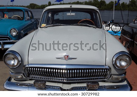 KIEV, UKRAINE - MAY 22: A VOLGA Soviet  car is shown at an exhibition of retro cars at the Auto Show 2009 on May 22, 2009 in Kiev. The show took place from May 22-24.