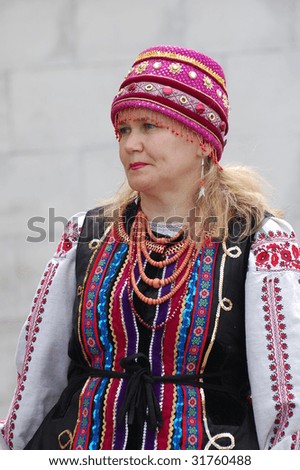 KIEV, UKRAINE - JUNE 6: Singer wearing historical costume . Annual festival of traditional Ukrainian music. Kiev,Ukraine. June 6, 2009