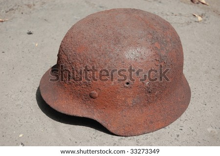 Old rusted World War II German helmet