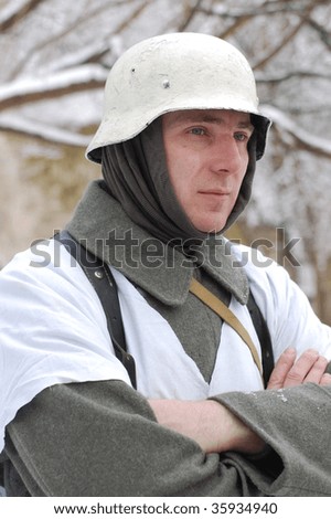 German soldier of WW2. Winter uniform