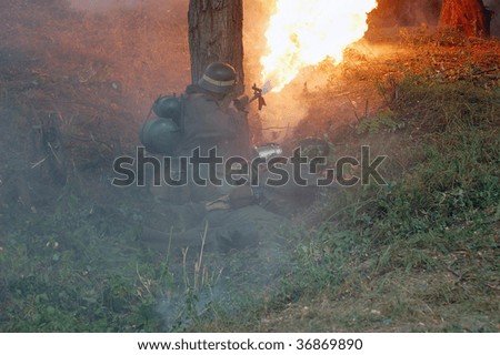 German soldier with flame-thrower.