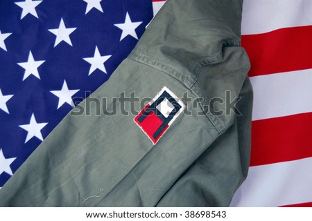 US flag and historical uniform