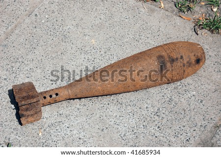 Old rusted World War II mortar shell