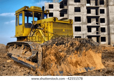 HDR.Heavy bulldozer.Urban construction.Kiev,Ukraine