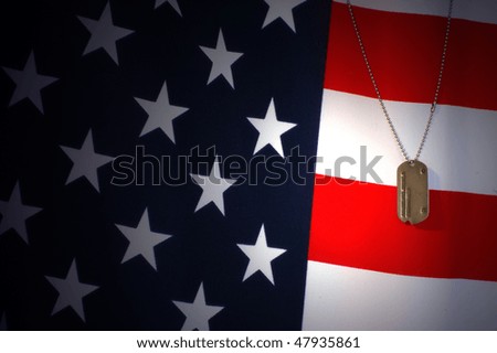 Dog tag on American flag
