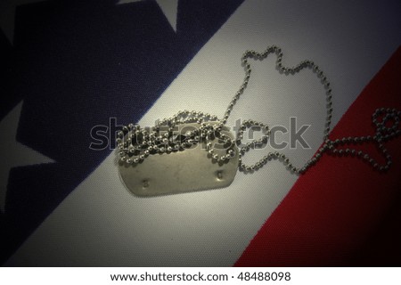 Dog tag on American Flag