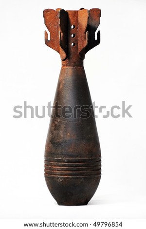 Old rusted Soviet World War II mortar shell 82 mm