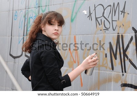 Teen girl and graffiti