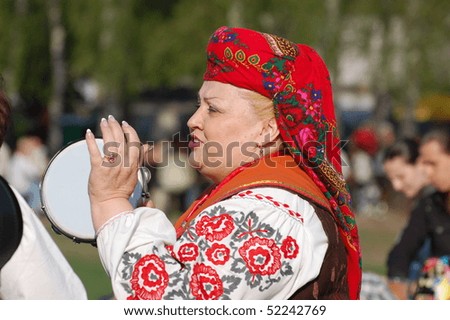 KIEV, UKRAINE - MAY 2: Ukraine annual folk culture festival. Folk singer  wear historical Ukrainian costume May, 2010 in Kiev, Ukraine