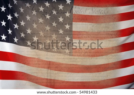 Bill of Rights with USA Flag as background for Clip-Art