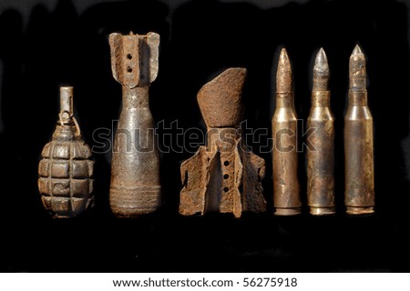 Military archeology.World War II remains.Excavated in Ukraine with metal-detector